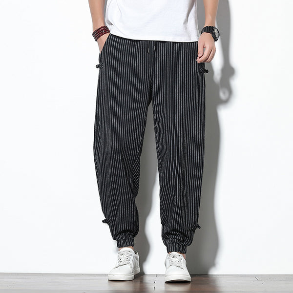 Men’s Striped Cotton-Linen Lounge Pants