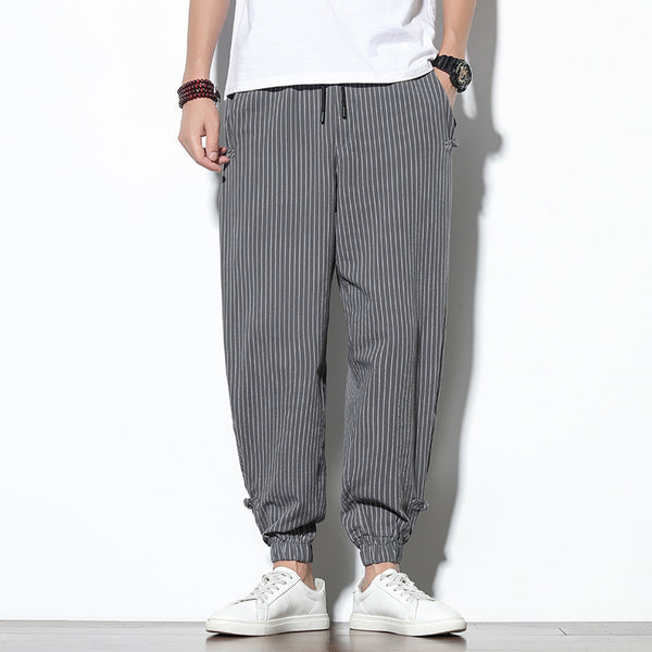 Men’s Striped Cotton-Linen Lounge Pants