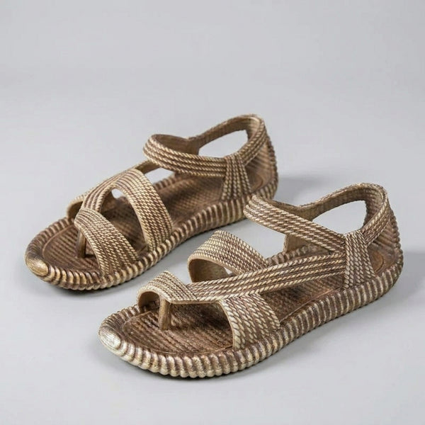 Strappy Braided Ridged Sole Strap Sandals for Men – Orthopedic Comfort & Support