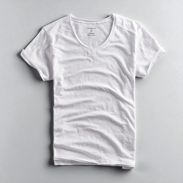 Vintage Fit V-Neck Cotton T-Shirt