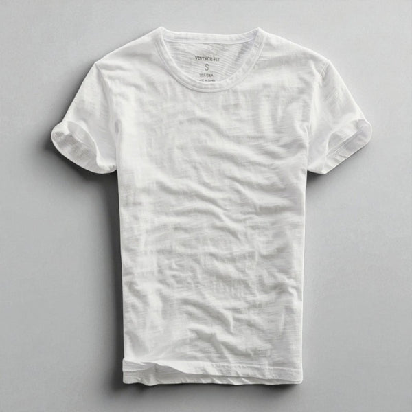 Vintage Fit Crew Neck Cotton T-Shirt