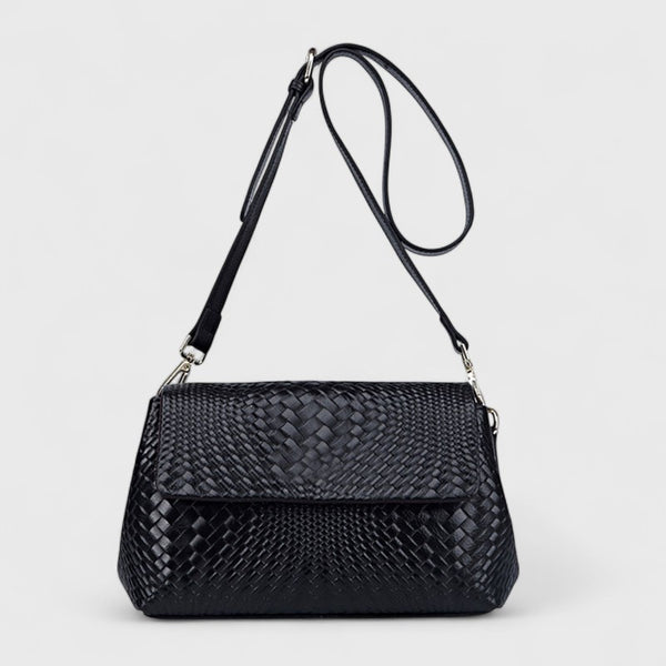 Genuine Leather Woven Crossbody Bag
