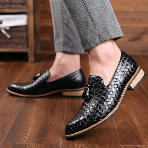 Woven Leather Tassel Loafers – Business & Casual Style