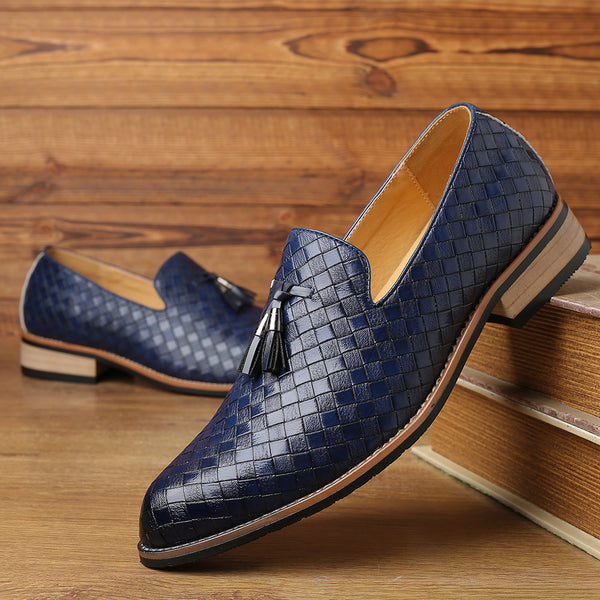 Woven Leather Tassel Loafers – Business & Casual Style
