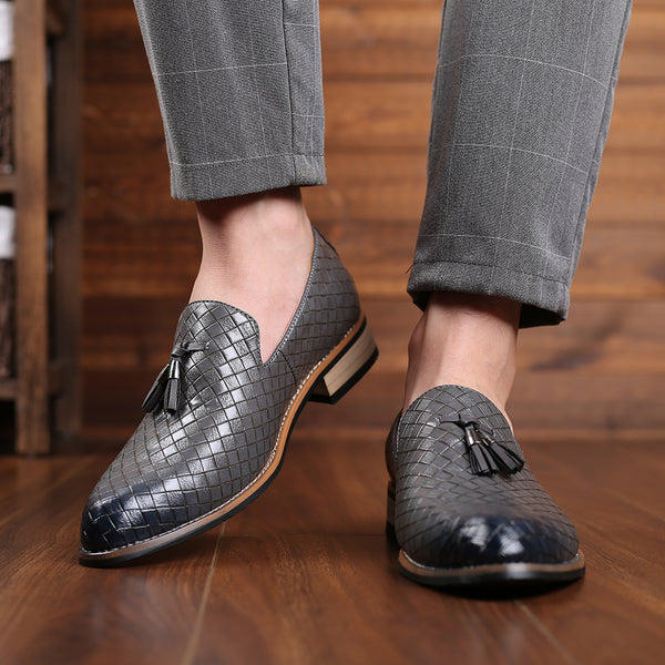 Woven Leather Tassel Loafers – Business & Casual Style