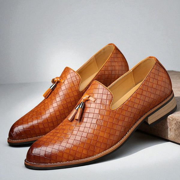 Woven Leather Tassel Loafers – Business & Casual Style