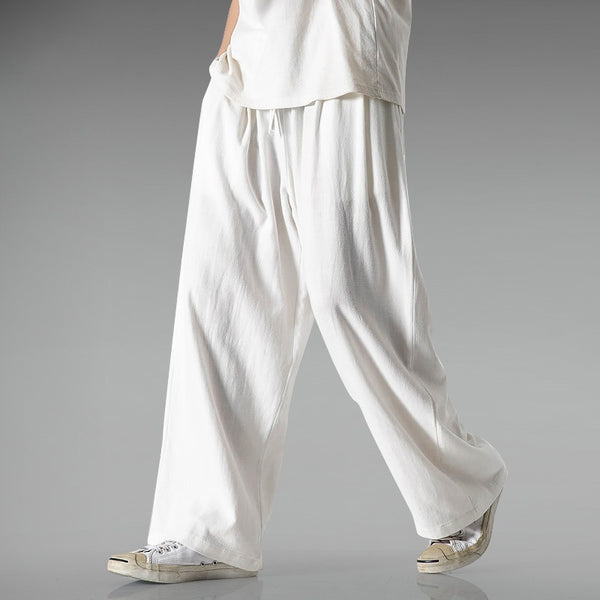 Men's Linen Drawstring Straight‑Leg Pants