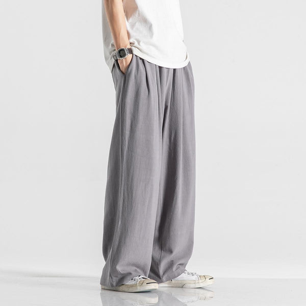 Men's Linen Drawstring Straight‑Leg Pants