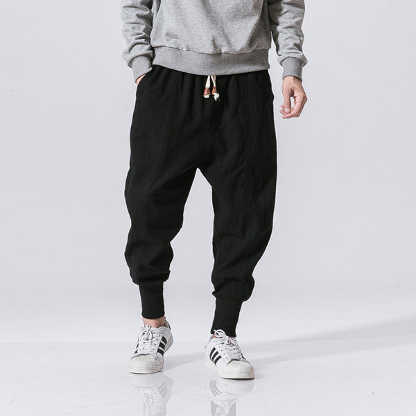 Men's Linen Harem Joggers, Tapered Ankle