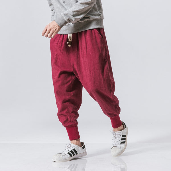 Men's Linen Harem Joggers, Tapered Ankle
