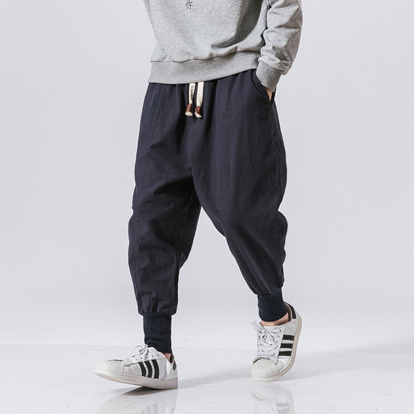 Men's Linen Harem Joggers, Tapered Ankle