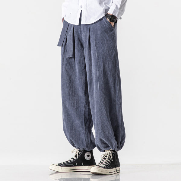 Corduroy Relaxed Straight Pants — Casual Trousers
