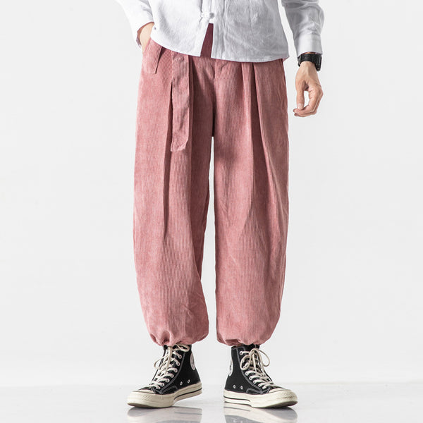 Corduroy Relaxed Straight Pants — Casual Trousers