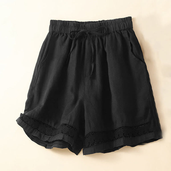 Relaxed Fit Lace Trim Casual Shorts for Women – Comfortable Stylish Design