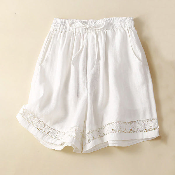 Relaxed Fit Lace Trim Casual Shorts for Women – Comfortable Stylish Design