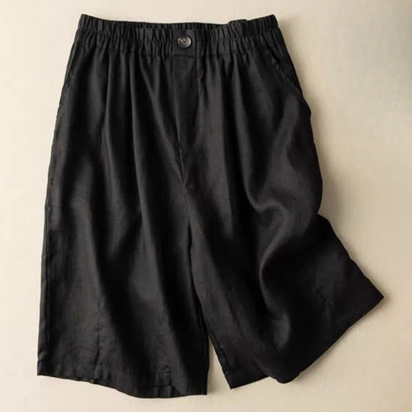Wide-Leg Pleated Knee-Length Bermuda Shorts for Women – Stylish Comfortable Casualwear
