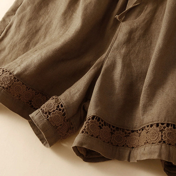 Relaxed Fit Lace Trim Casual Shorts for Women – Comfortable Stylish Design