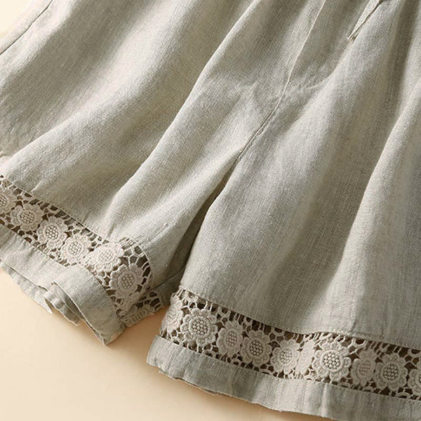 Relaxed Fit Lace Trim Casual Shorts for Women – Comfortable Stylish Design