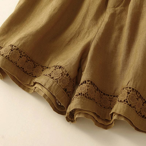 Relaxed Fit Lace Trim Casual Shorts for Women – Comfortable Stylish Design