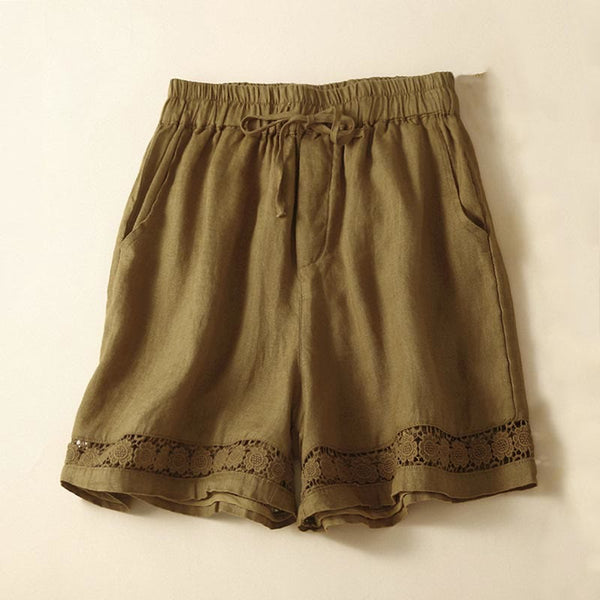 Relaxed Fit Lace Trim Casual Shorts for Women – Comfortable Stylish Design