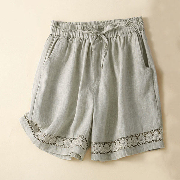 Relaxed Fit Lace Trim Casual Shorts for Women – Comfortable Stylish Design