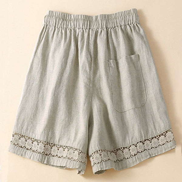 Relaxed Fit Lace Trim Casual Shorts for Women – Comfortable Stylish Design