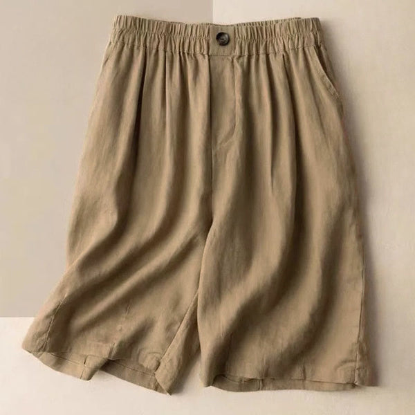 Wide-Leg Pleated Knee-Length Bermuda Shorts for Women – Stylish Comfortable Casualwear