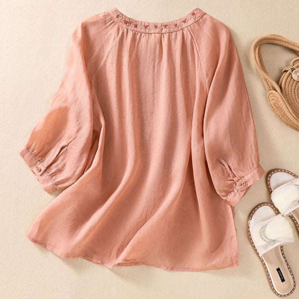 Relaxed Fit Embroidered Blouse for Women – Casual Stylish Comfort