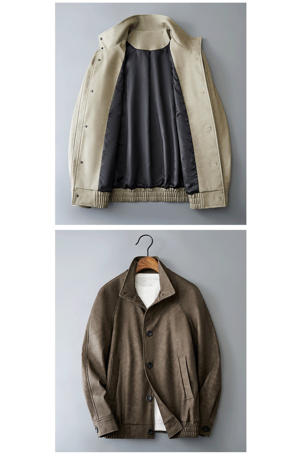 Men's Two-Tone Retro Leather-Look Jacket