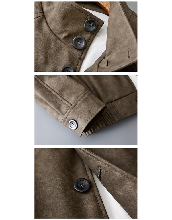 Men's Two-Tone Retro Leather-Look Jacket