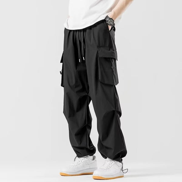Men's Wide-Leg Drawstring Cargo Pants