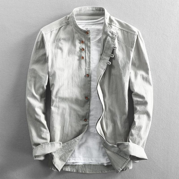 Premium Men's Linen Long-Sleeve Button-Up Shirt