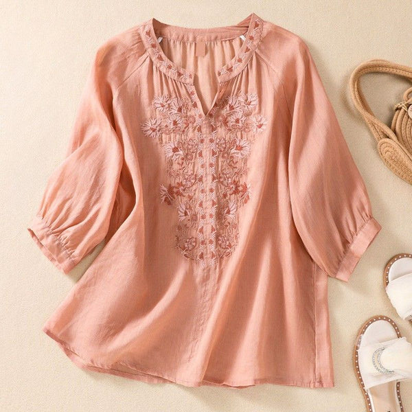 Relaxed Fit Embroidered Blouse for Women – Casual Stylish Comfort