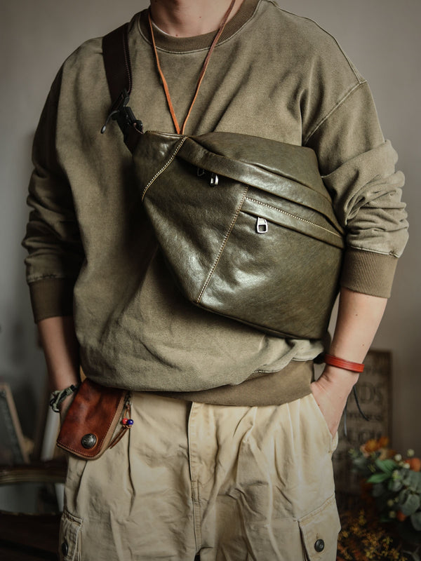Men's Cowhide Vintage Crossbody Messenger Bag