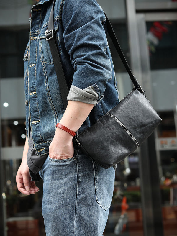 Men's Top-Grain Leather Messenger Bag
