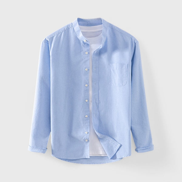 Essential Cotton Band-Collar Shirt