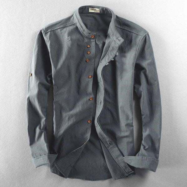 Premium Men's Linen Long-Sleeve Button-Up Shirt