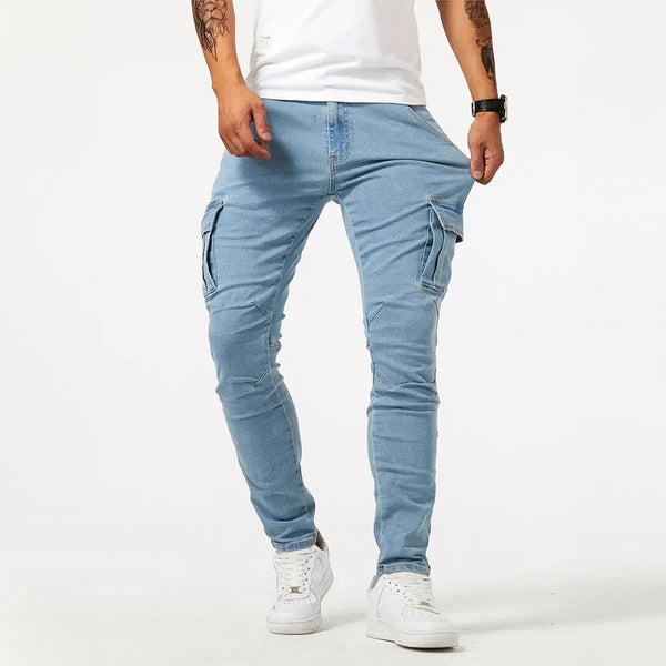 AlphaNow Slim-Fit Stretch Cargo Jeans
