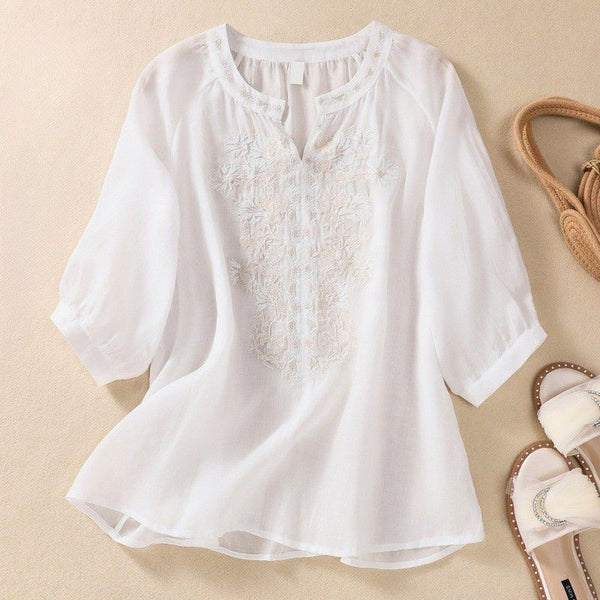 Relaxed Fit Embroidered Blouse for Women – Casual Stylish Comfort