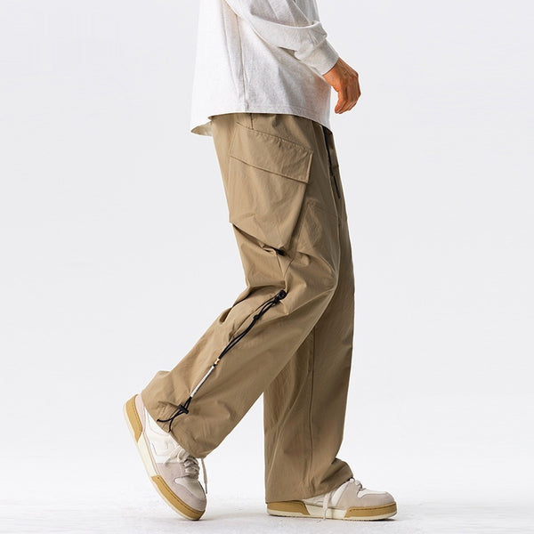 Men's Straight Cargo Pants with Webbing Belt
