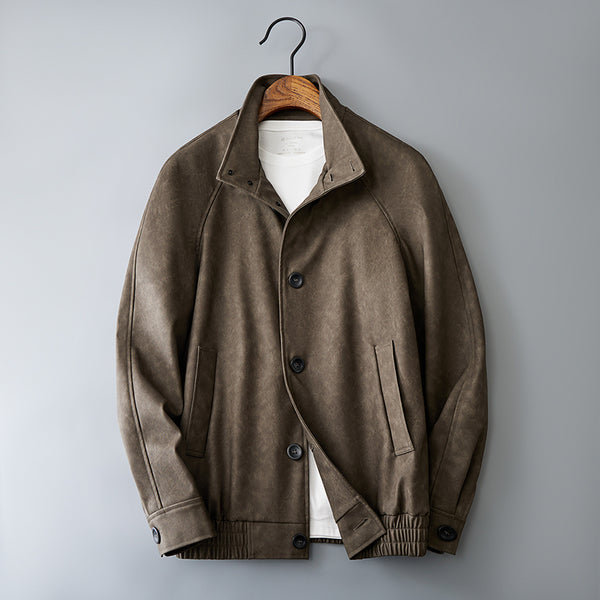 Men's Two-Tone Retro Leather-Look Jacket