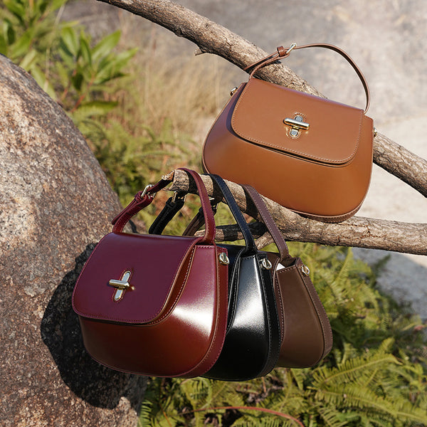 Women's Oval Leather Crossbody Bag