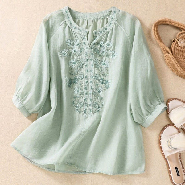 Relaxed Fit Embroidered Blouse for Women – Casual Stylish Comfort