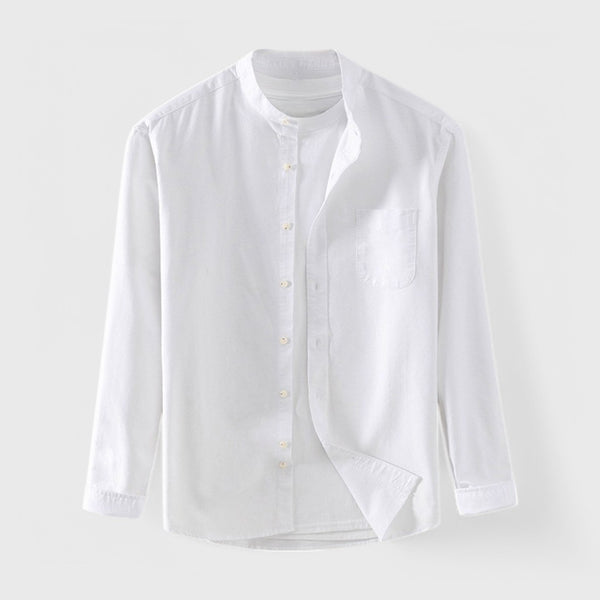 Essential Cotton Band-Collar Shirt