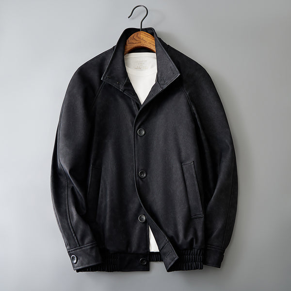 Men's Two-Tone Retro Leather-Look Jacket