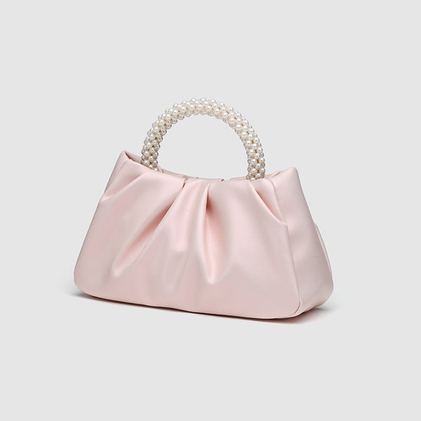 Pearl Handle Ruched Cloud Mini Crossbody