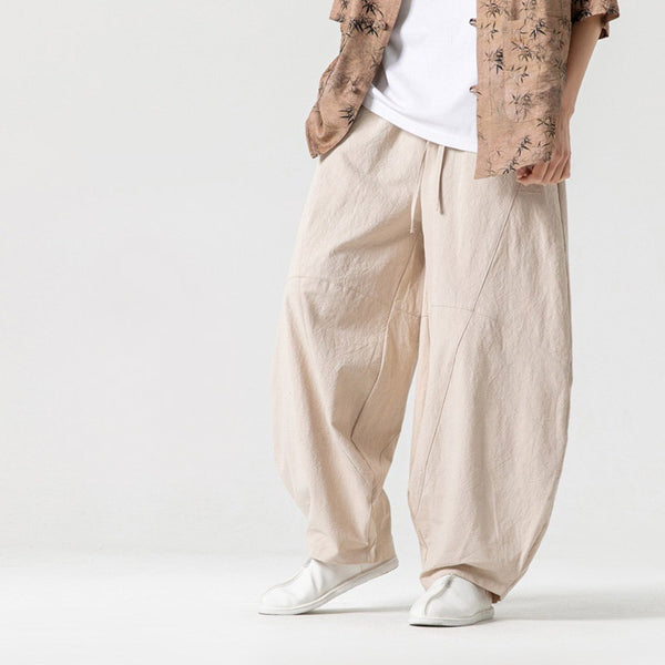 Men's Japanese Cotton Drawstring Harem Pants