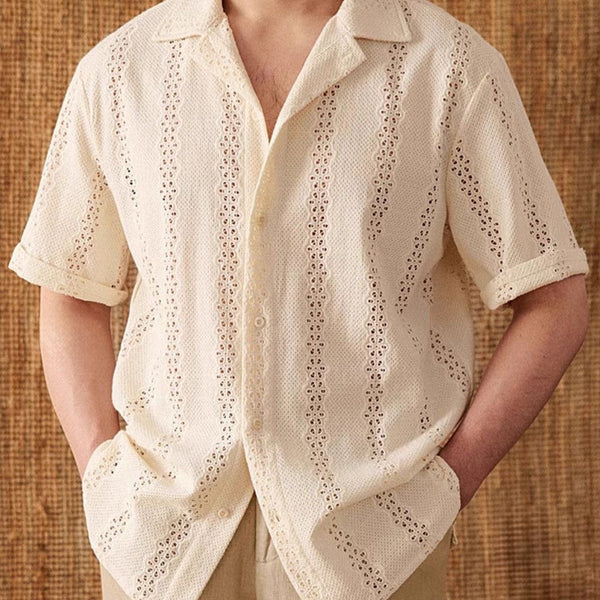Men’s Embroidered Eyelet Summer Shirt