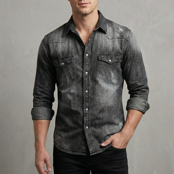 Slim Fit Distressed Shirt for Men – Stylish Casual Comfort