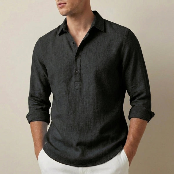 Relaxed Fit Collared Henley Shirt for Men – Casual Comfort & Style